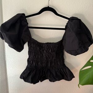 ASTR Black Puff Sleeve Top